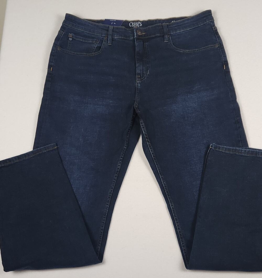 NEW Chaps Men's Denim Jeans Slim Straight Fit 36x34 Blue Medium Wash